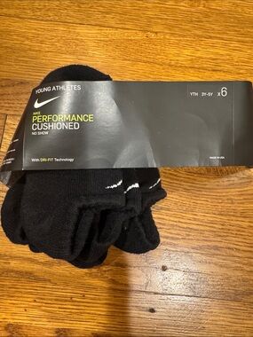 Nike Black Youth No-Show Performance Socks (6 Pack)